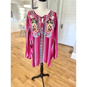 Savannah Jane Pink Embroidered Top Women’s 2XL